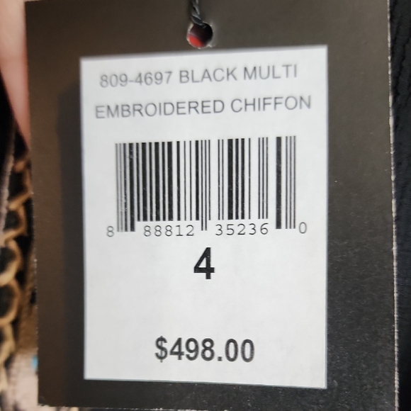 $498 Nanette Lepore Black Chiffon Dress with Cream Embroidery - Picture 12 of 12